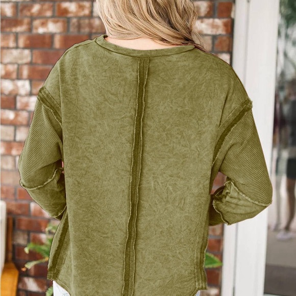 Green Mineral Wash Sweatshirt High Lowe - Picture 2 of 5